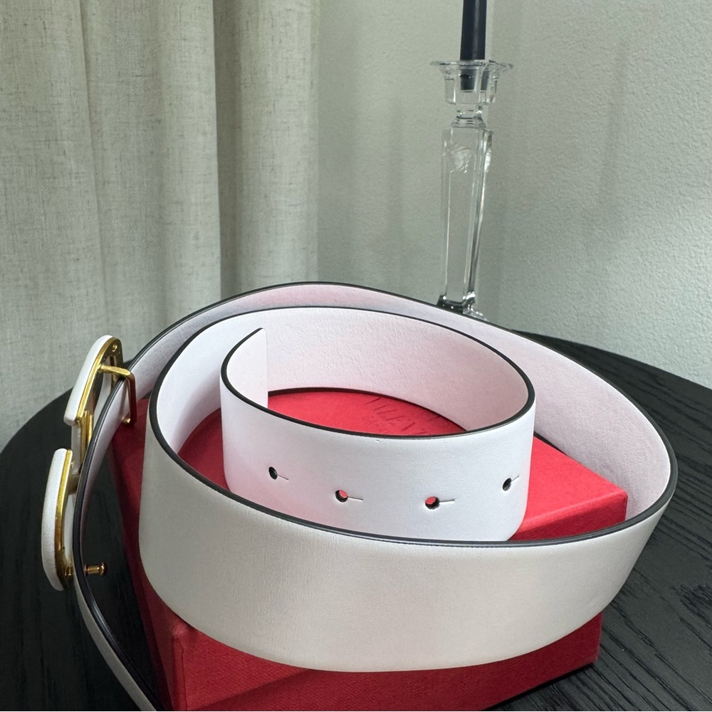 Valentino Garavani V-Logo Belt Leather White 80/32 - Picture 5 of 7